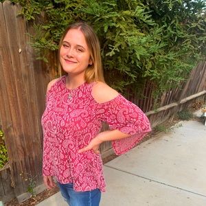 Cute cold shoulder blouse!